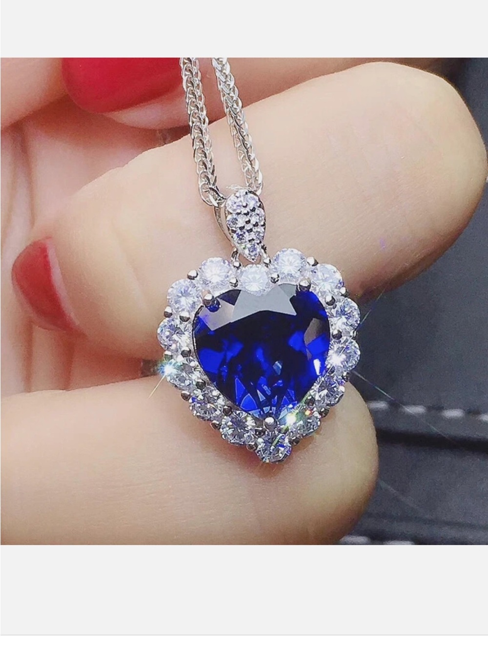 Romantic 925 Silver Necklace Pendant Heart Cut Cubic Zircon Jewelry Women